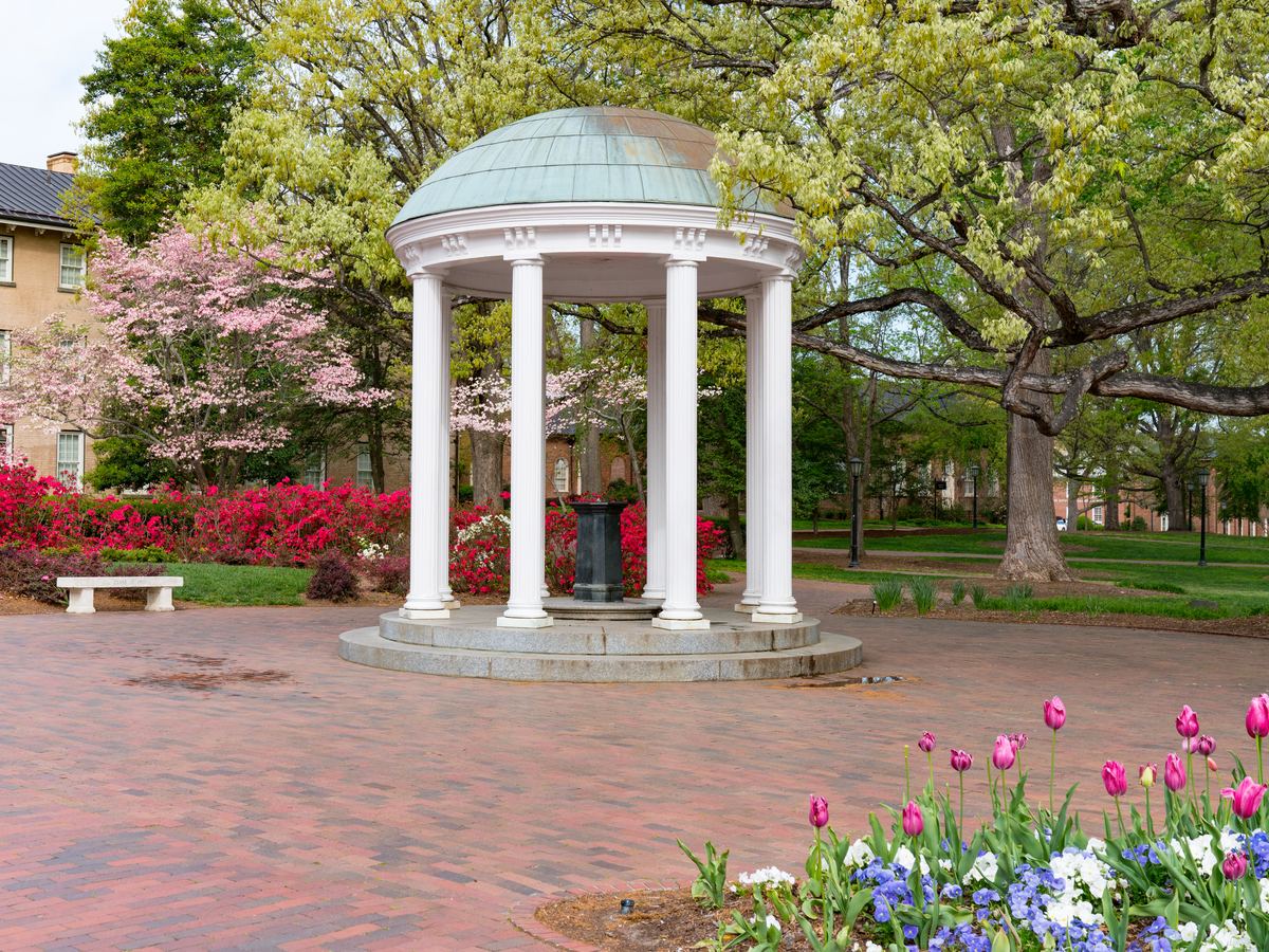 The Old Well at UNC Chapel Hill in spring