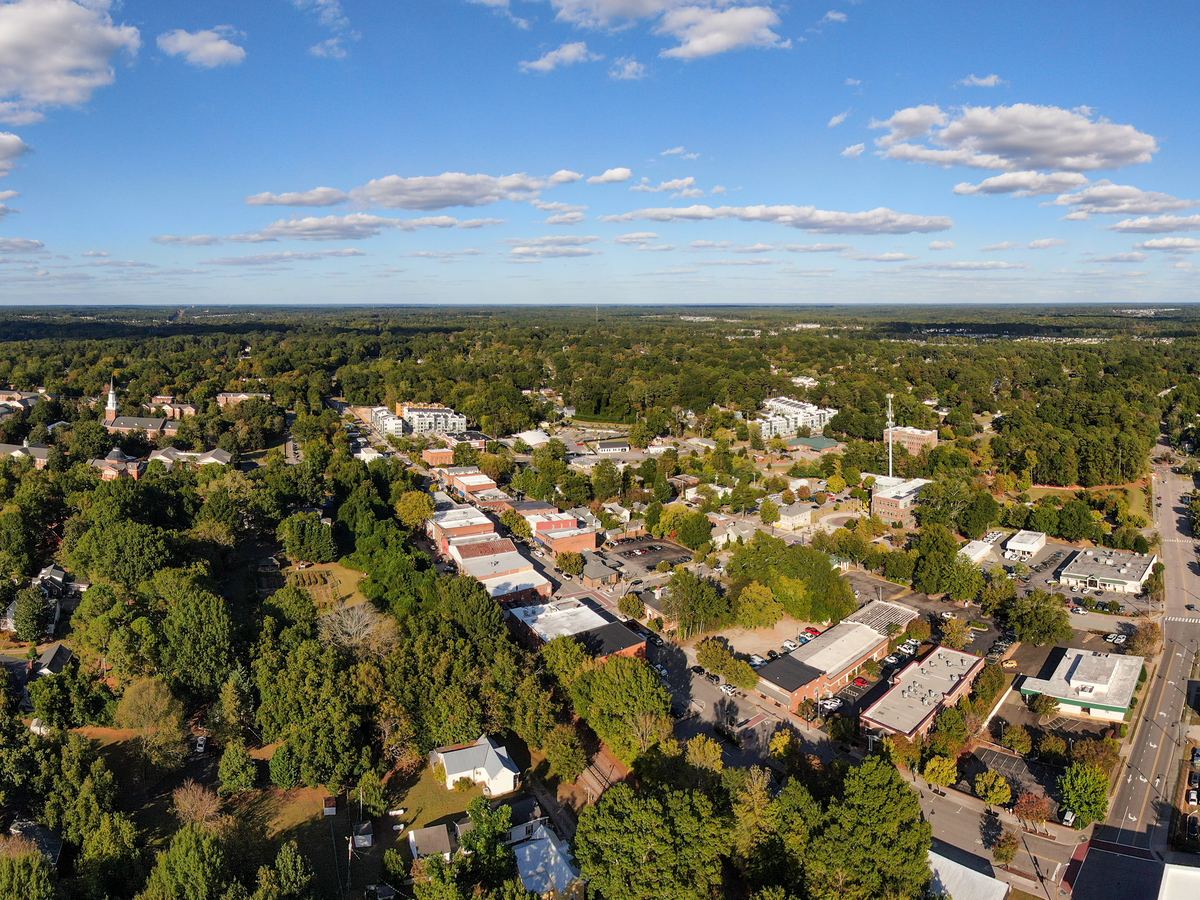 Aerial view of downtown Wake Forest